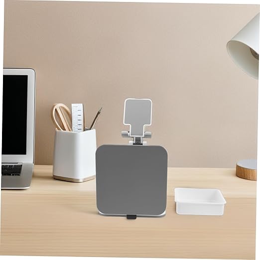 TEHAUX Mini Trash Bin with Phone Holder for Desk Portable Wastebasket for Home Office Travel and Car Compact Dual Purpose Design