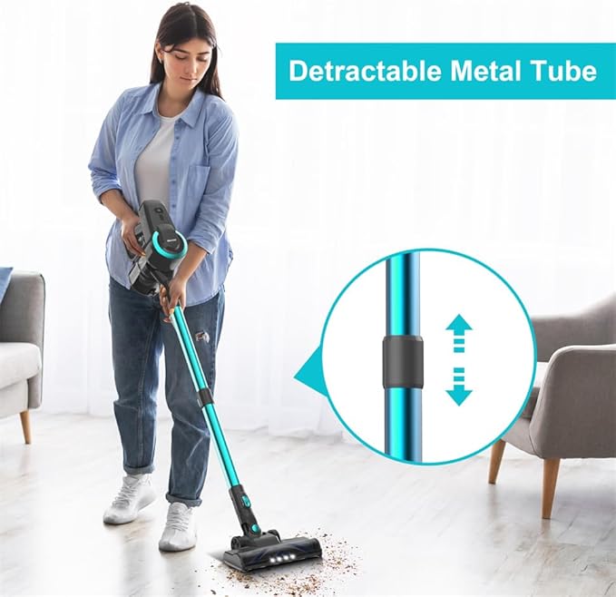 N300 Cordless Vacuum Cleaner 20Kpa Suction Lightweight Stick Vacuum for Carpet and Hard Floor with Attachments