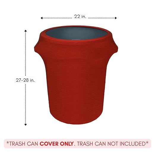 YOUR CHAIR COVERS - 32 Gallon Stretch Spandex Fitted Trash Can/Waste Container Cover - Red (Cover ONLY Trash CAN NOT Included)
