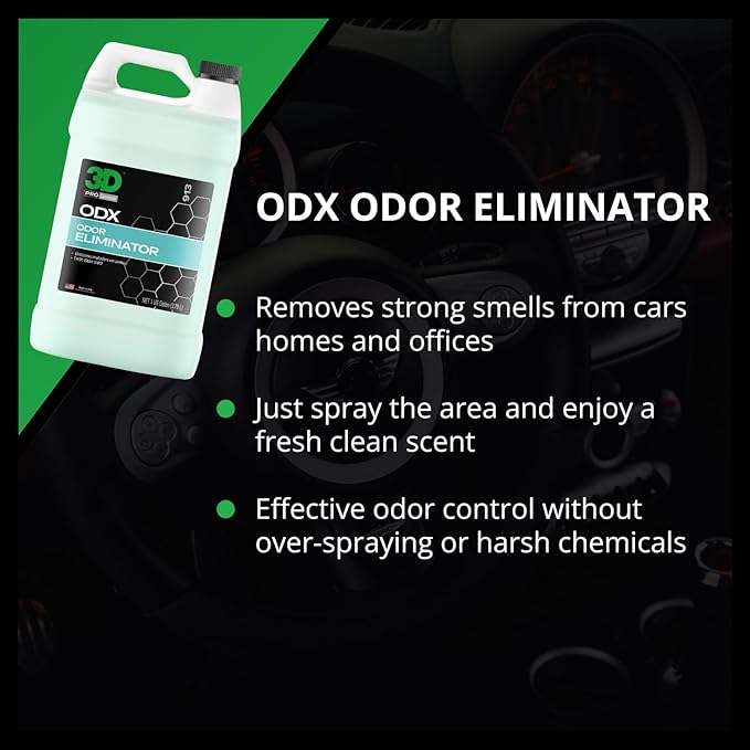 3D ODX - Automotive Odor Eliminator - Deodorizes Pet Food Smoke &amp Other Linger Odors - Fresh Clean Scent - Great for Car Home Office Use