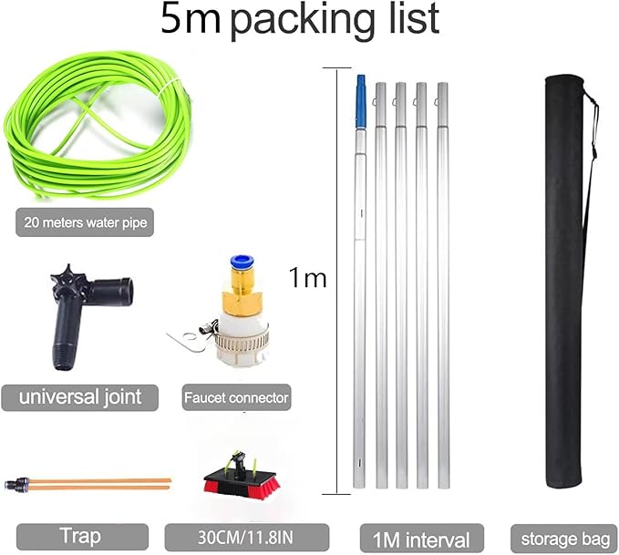 Glass Cleaning Brush Household Water Supply Telescopic Pole Kit Solar Panel Rotating Brush Solar Photovoltaic PanelsTelescopic Window Cleaning Pole with Water Fed Brush for Photov