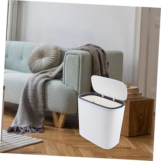Alipis Mini Press Trash Can Lid High-Capacity Plastic Garbage Container for Bathroom and Kitchen Compact Waste Basket Automatic Pop-Up Lid