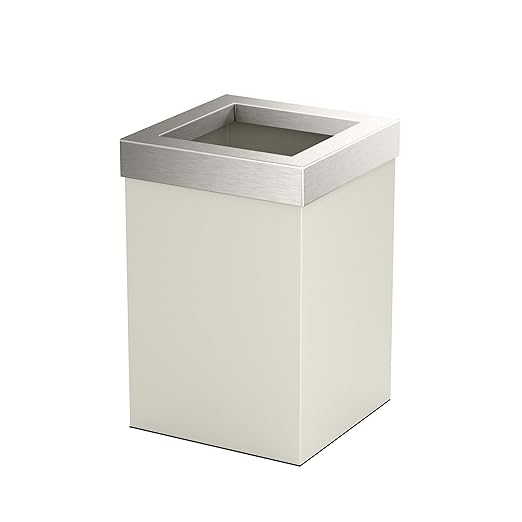 Gatco Small Bathroom Trash Can with Lid Square 3 Gallon Stainless Steel Wastebasket Under Sink Matte Pearl and Satin Nickel for Bathroom Bedroom Office (1935SN)