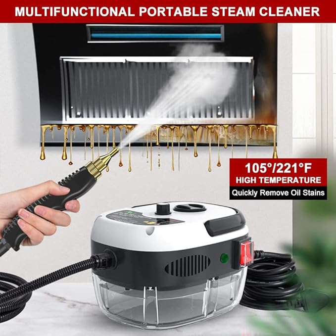 Portable Steam Cleaner 2500W High Temperature High Pressure Steam Cleaning Machine 6 Adjustable Speeds Handheld Steam Cleaner for Deep Cleaning Kitchen Floors Car Bathroom