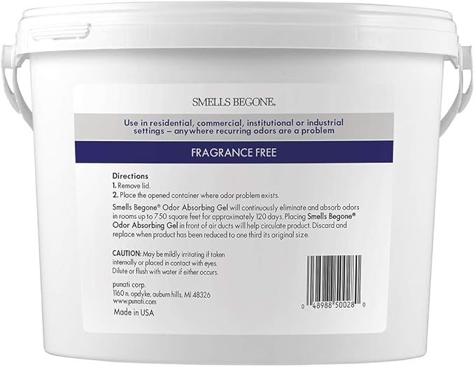 SMELLS BEGONE 1-Gallon Gel Odor Eliminator – High-Capacity Long-Lasting Odor Absorber for Large Spaces Basements Garages Workshops &amp Commercial Areas – Removes Tough Odors Quickly (Fragrance F