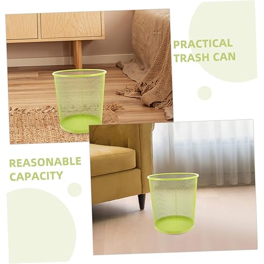 PRETYZOOM Metal Wire Mesh Trash Can Large Decorative Metal Garbage Storage Container for Kitchen and Office Round Open Top Wastebasket for Bathroom and Home Practical Rubbish Bin