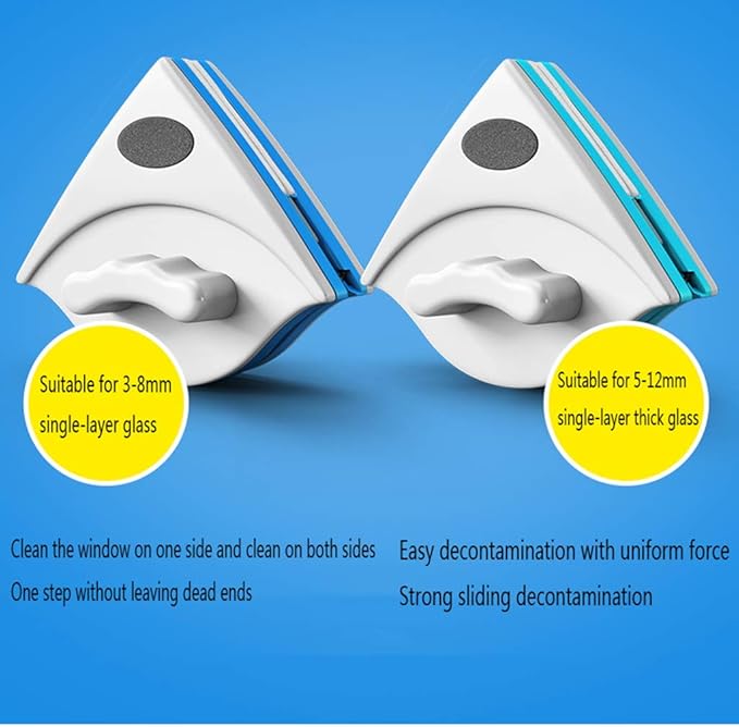 Magnetic Window Cleaner Double-Side Magnetic Glass Cleaner Plastic Household Cleaner Wiper Window Glass Surface Wiper BrushGreen5~12mm