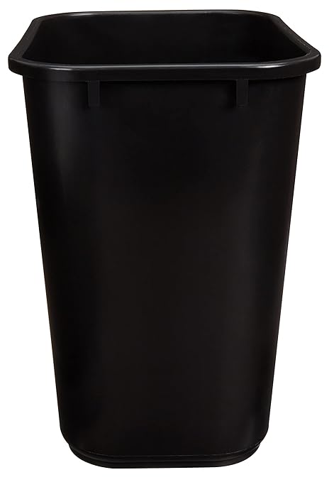 Amazon Basics Rectangular Commercial Office Wastebasket Easy to Clean 7 Gallon Black 6-Pack