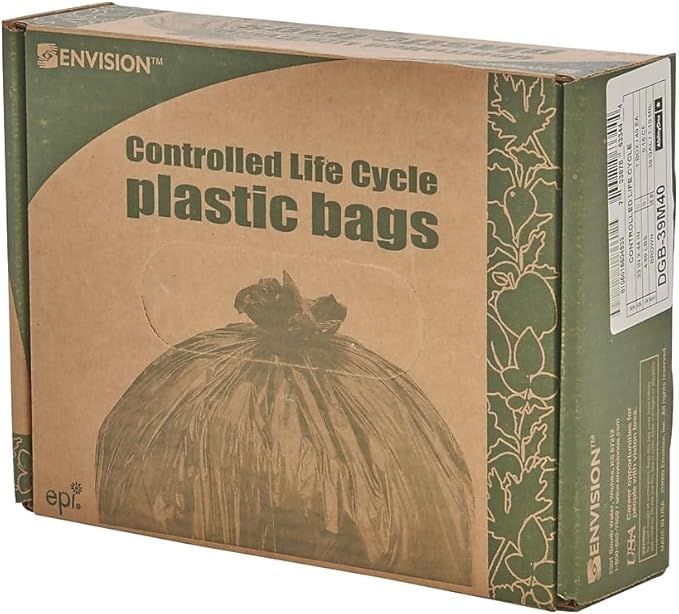 Stout G3036B80 Eco-Degradable Plastic Trash Bag 20-30gal .8mil 30 x 36 Brown 60/Box