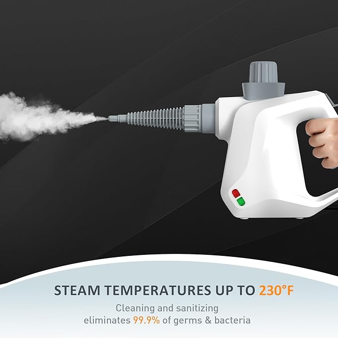 Kiss the Water Handheld Steam Cleaner Pressurized Furniture Steamer for Cleaning with 11 PCS Accessories Multipurpose Grout Steam Cleaner for Home Couch Floor Carpet Car