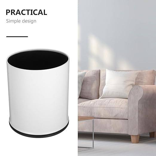 Double Layer Trash Can with Lid Fire-Resistant Round Garbage Bin Compact Bathroom and Office Wastebasket for Home Use