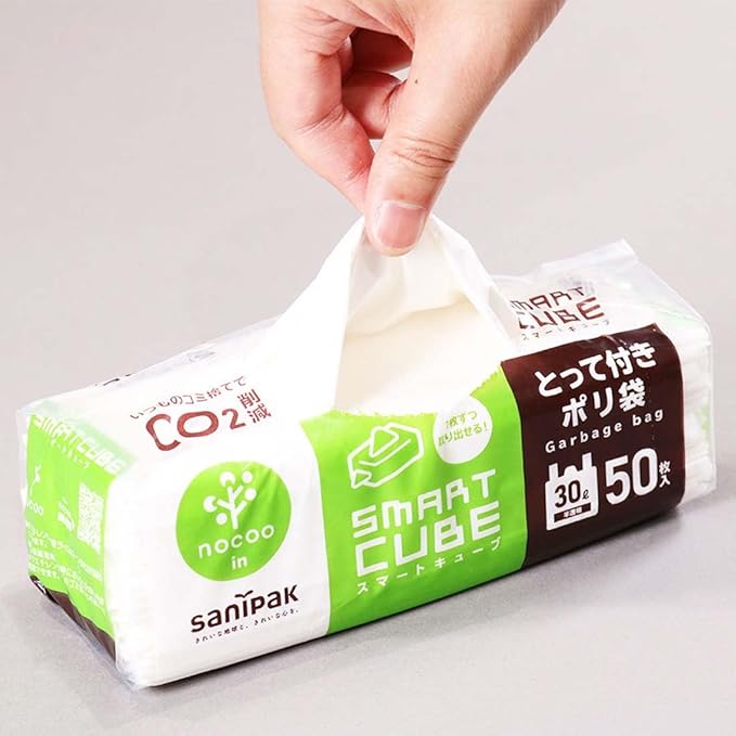 [Amazon.co.jp Limited] Japan Sanipack Smart Cube NOCOO IN Trash Bag 7.8 gal (30 L) Handle Translucent Easy Removal Tissue Type 50 Sheets x 4 Pack 19.7 x 27.6 inches (50 x 70 cm) 0.017 mm