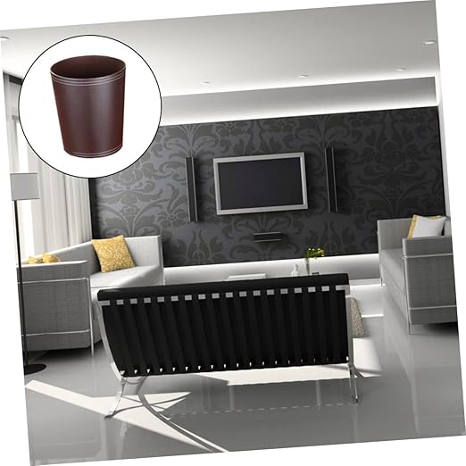 Stylish Leather Wastebasket Garbage Can for Bedroom Trash Can Simple Design