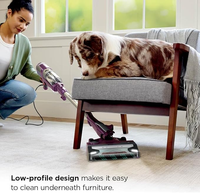 Shark POWERDETECT Ultra-Light Corded Stick Vacuum with DuoClean Technology Self-Cleaning Brushroll for No Hair Wrap Anti-Allergen Complete Seal and Odor Neutralizer Technology Purple HZ4001AMZ