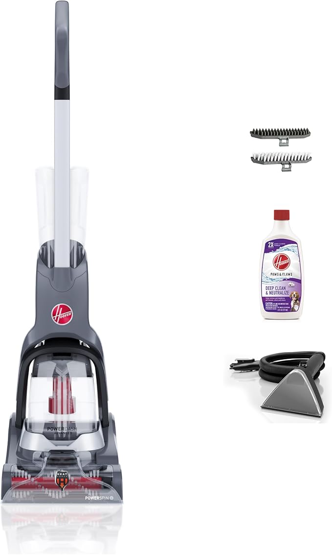Hoover PowerDash Pet Advanced Compact Carpet Cleaner Machine with Above Floor Cleaning Lightweight Carpet Shampooer Machine Pair with a Hoover Carpet Cleaner Solution for a Bright Refreshed Home