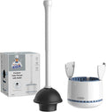 MR.SIGA Toilet Plunger with Holder Heavy Duty Toilet Plunger and Holder Combo for Bathroom Cleaning White
