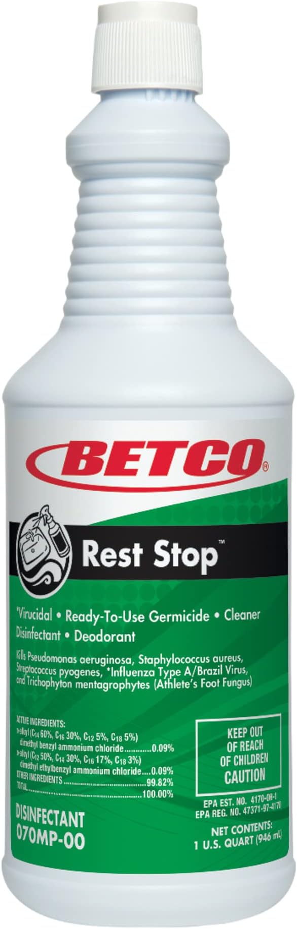 Betco® Rest Stop™ Restroom Cleaner Citrus Floral Fresh 1-Quart Pack Of 12