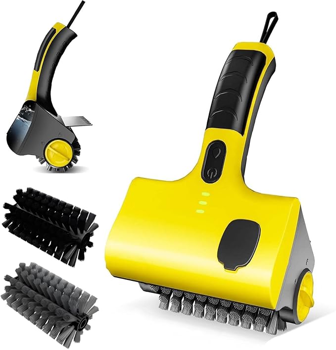 Electric Grill Cleaner - 2600mAh Rechargeable Brush with 2 Detachable 12.4cm Heads 360° Rotation One-Touch Water Spray 2 Speed Settings for Grills Kitchens Bathrooms.