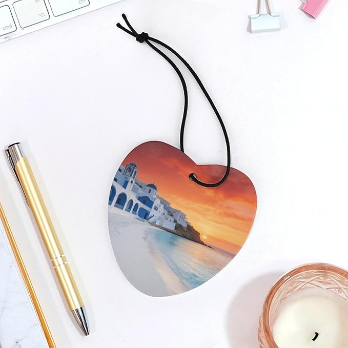5PCS Car Air Freshener Hanging Personalized Double Sided White Coastal Town Car Fresheners Long Lasting New Cars Scents Cute Automotive Freshies for Closets Drawers (tea)