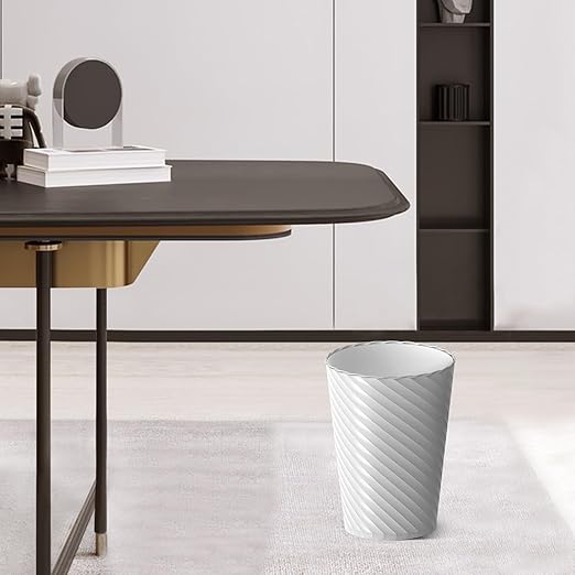 Lysam Bathroom Trash Can 8 Pack 1.8 Gallons Small Trash Can with Trash Bags Bathroom Garbage Can Plastic Trash Bin Round Waste Basket for Bedroom Office Kitchen Room Compact Space (White)