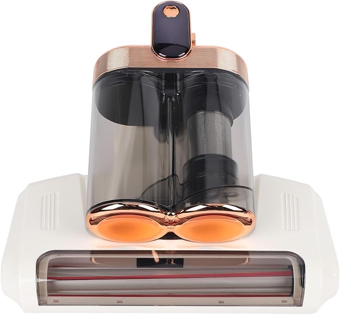 ANGGREK Bed Vacuum Cleaner 520ml Large Dustbin 13000pa Suction Vaccum for Dust Pet Hair (White Gold)