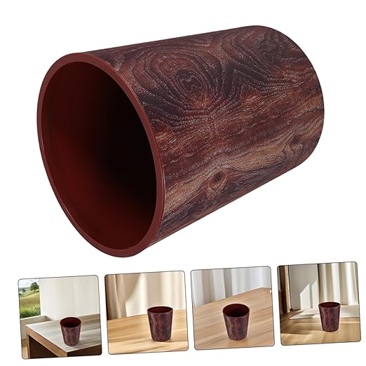 ARTIBETTER Retro Wood Grain Plastic Trash Can Large Capacity Wastebasket for Kitchen Bathroom Office Bedroom PP Material Easy to Clean Compact Design