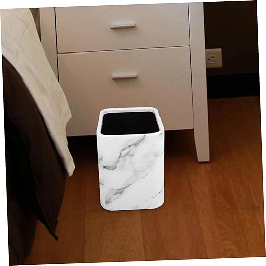 OUNONA Marble Wastebasket Double Layer Trash Can Without Lid for Kitchen and Bathroom Decorative Trash Bin for Home Office Sleek Design