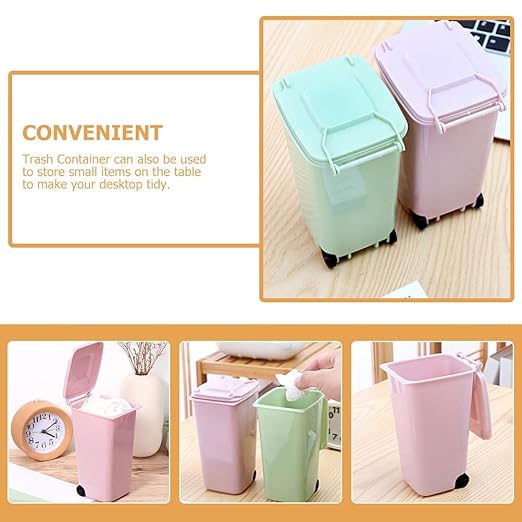 STOBAZA Multifunctional Small Desk Trash Can Mini Trash Cans for Desks Lid for Kitchen
