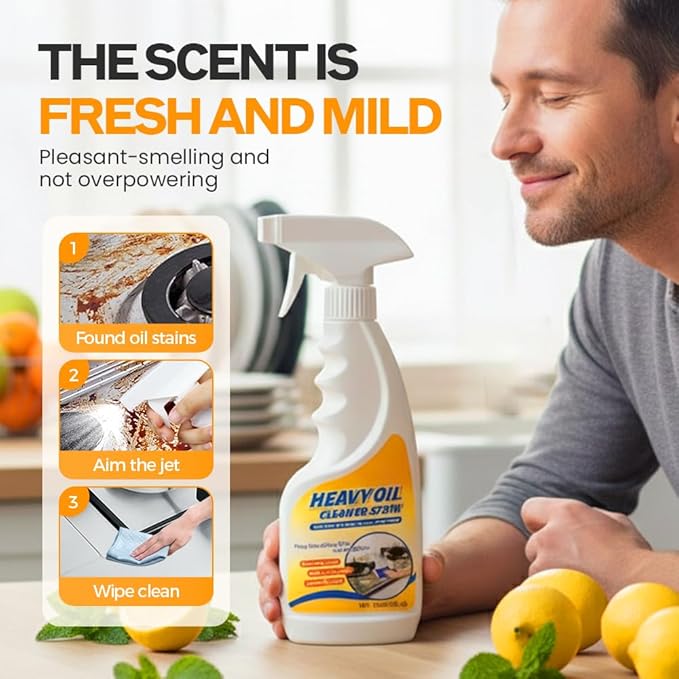 Heavy Oil Multi Purpose Cleaner Stain Effective Multi-Purpose Cleaner with Kitchen Cleaning Sponges for Household Oven Stove Range Hood Sink Heavy Oil Cleane (1PCS)