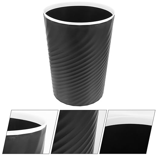 Trash Can Large Black Open Top Household Trash Bin with Pressure Ring Plastic Wastebasket for Office Bathroom Bedroom Use