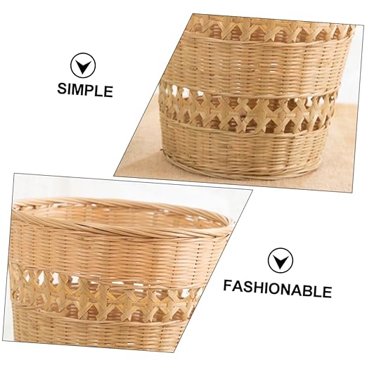 Rustic Style Woven Trash Storage Basket Multifunctional Wastebasket for Bedroom Office Sundries Organizer