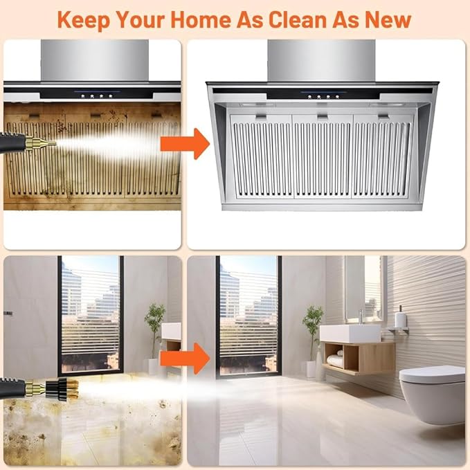 Steam Cleaner for Home 1800W Steam Cleaner Handheld with 1.2L Water Tank Split Design 6 Gear Adjustment for Windows Kitchen Floor Car Red