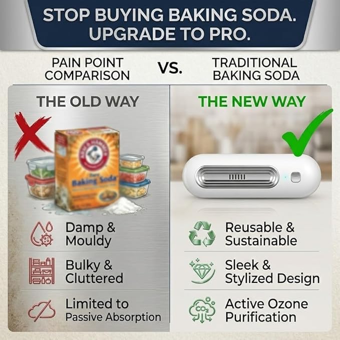 Fridge Deodorizer Odor Eliminator Kitchen Essentials Soda Baking Box Air Freshener Rechargeable Reusable Remover Small Storage Container Accessory Compact Cordless