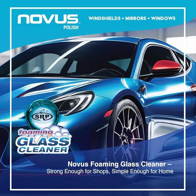 NOVUS 1802 | Glass Cleaner Spray | Powerful Foaming Glass Cleaner Streak-Free Shine for Home and Auto | Safe for All Glass Surfaces | 19 Ounces (12 Pack)