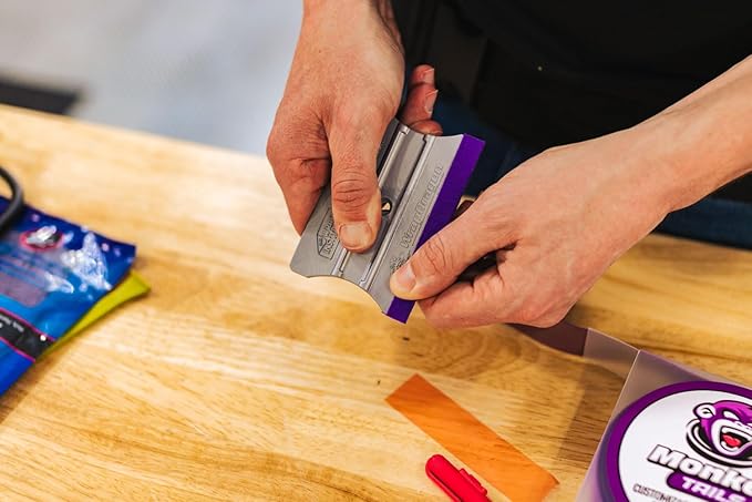 THE WRAP INSTITUTE - Monkey Tails – Customizable Uncut Wrap Squeegee Buffer Apply Wrap Film Soft &amp Durable Use Wet or Dry Ultra-Thin Edge High Precision on Curves &amp Edges Perfect Purple