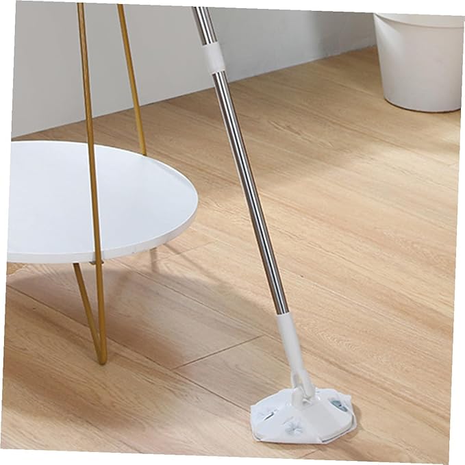 Retractable Handle Dust Mop with Microfiber Triangle Head No Wash Household Floor Cleaning Dust Mop for Home and Desktop Use White Extendable