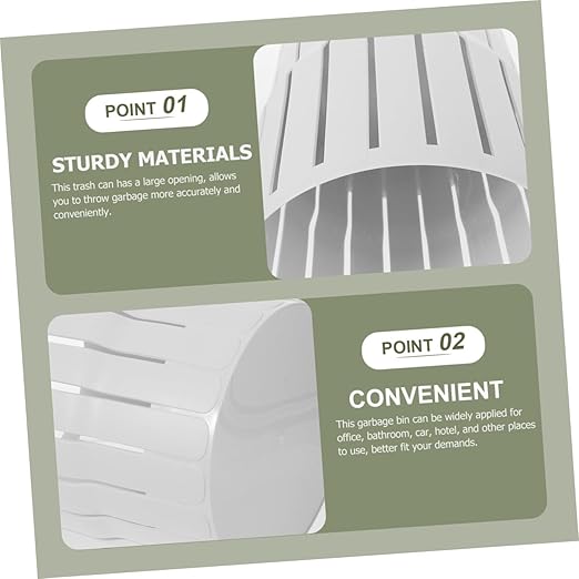 Gatuida Thickened Wastebasket Trash Can for Bedroom and Office Small Nordic Style Open Top Garbage Bin Lightweight White Household Trash Bucket for Living and Bathroom