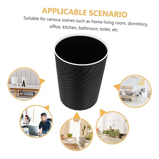 STOBOK 2pcs Small Trash Bin Ribbed Pattern Wastebasket for Bathroom Office Kitchen Compact Rubbish Basket Effortless Space-Saving Design