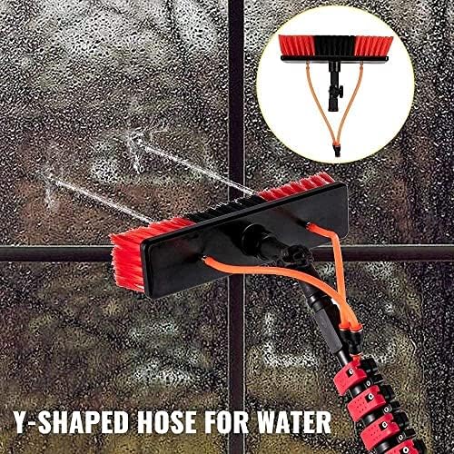 Glass Cleaning Brush Home Water Fed Telescopic Pole Kit Solar Panel Brush Rotating for Photovoltaic PanelTelescopic Water Fed Brush Window Cleaning Kit - Extendable Pole for Outdoor Windows