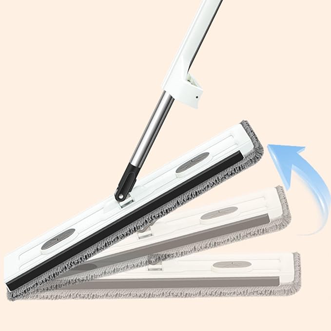 Rotating Floor Mop - Versatile Cleaning System Wide Lightweight Microfiber Material Living Room Cleaner Dormitory Dust Remover Garage Sweeping Tool | Flat Mop with Washable Pad for Apartment