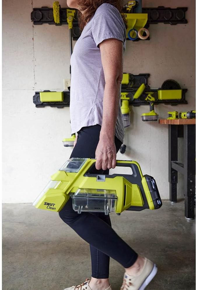 RYOBI ONE+ 18V Cordless SWIFTClean Spot Cleaner Kit with 2.0 Ah Battery and Charger 7X10