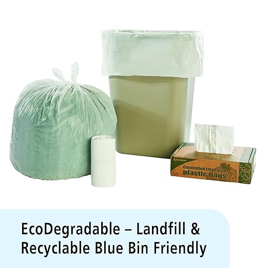 Stout by Envision Controlled Life-Cycle Plastic Trash Bags Pallet of 238 Cases (28560 Bags Total) 13 Gal. 24x30 Medium White Plastic Made in The USA