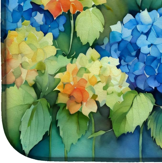 Caroline's Treasures DAC1574DDM Hydrangeas in Watercolor Dish Drying Mat Absorbent Dish Drying Mat Pad for Kitchen Counter Dish Drainer Mat for Countertop 14 x 21 Multicolor