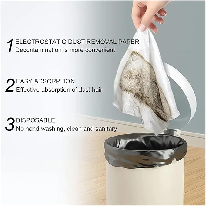1Set Home Electrostatic Dust Collector Mop Foldable Long Handle with Disposable Vacuum Paper Floor Household Cleaning Tool(1Pack Paper and Mop)