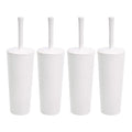 Amazon Basics Toilet Brush and Holder Set Heavy-Duty Bristle Scrub Brushes with Non-Slip Handle White 4-Pack