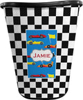 Personalized Checkers &amp Racecars Waste Basket - Double Sided (Black)