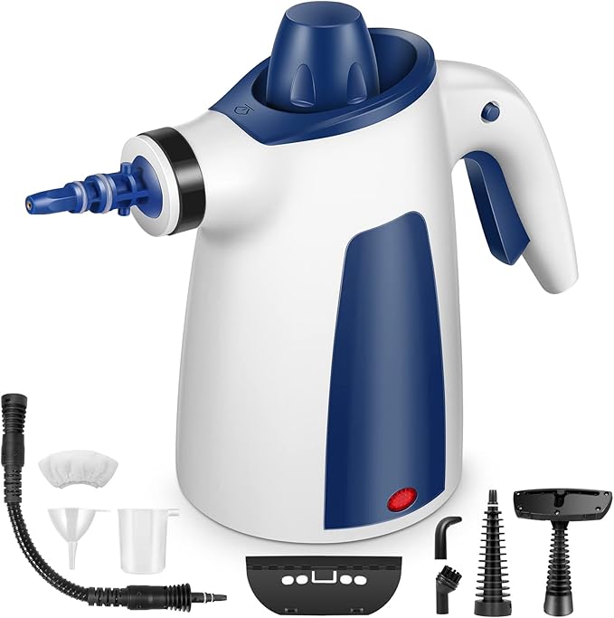 Handheld Pressurized Steam Cleaner All Natural Household Steam Cleaning with 9-Piece Accessory Set Multi-Purpose and Multi-Surface Steam Cleaner for Kitchen Bathroom Windows Car Seat Floor More