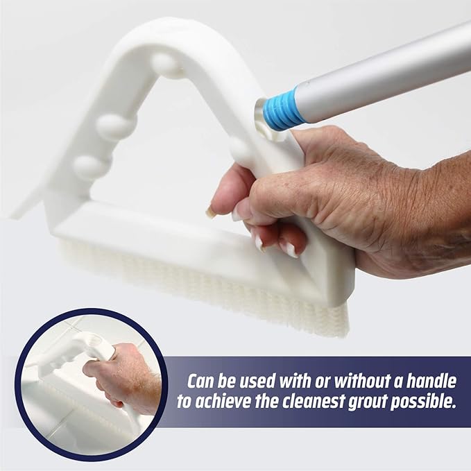 Ultimate Grout Cleaner for Tile Floors — Acid-Free Deep Cleaner Removes Grease Dirt &amp Soap Scum Without Damaging Grout — Safe for Marble and All Natural Stone (2-QTS W Brush)