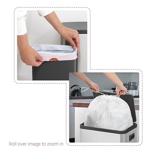 6 Gallon Strong Drawstring Trash Bags Garbage Bags (600 Count) - Bathroom Trash Can Bin Liners Plastic Bags for Home Office Kitchen White