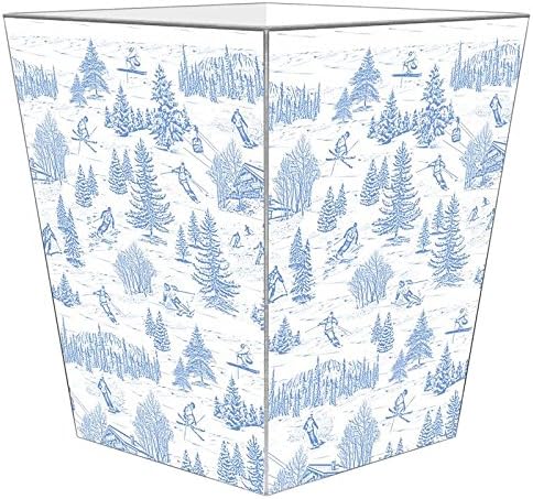 Marye-Kelley WB1593-Ski Toile Blue Wastepaper Basket